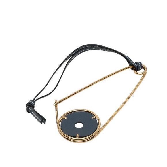 Loewe Mecano Pin Gold Navy Plated Leather Women's Loewe - Picture 2 of 5